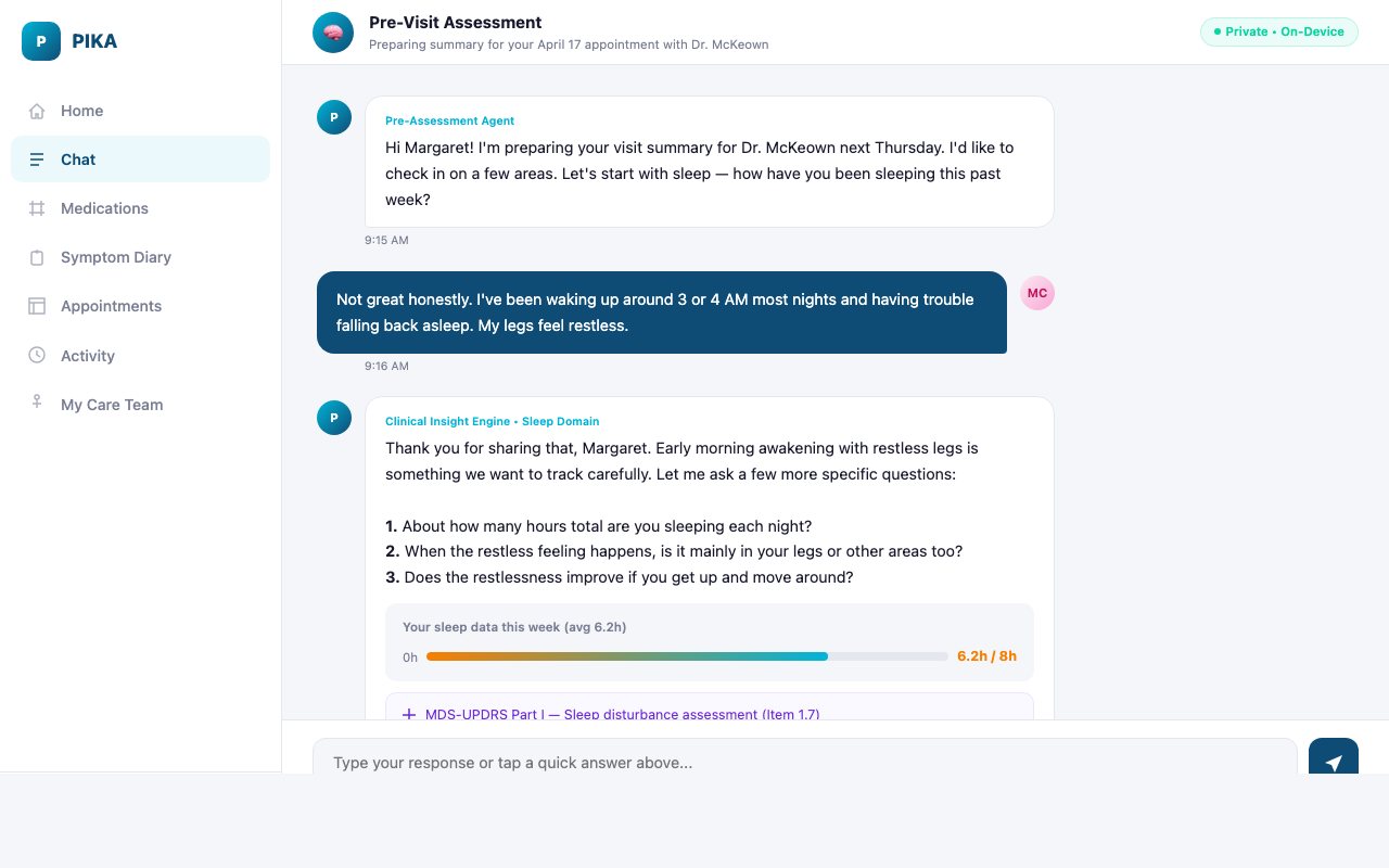 Clinical pre-assessment chat